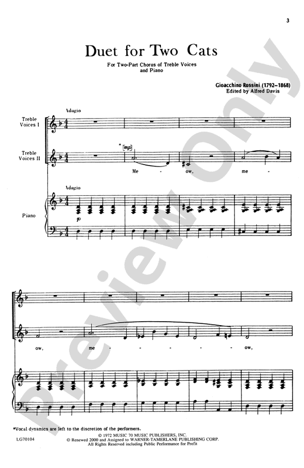 Duet for Two Cats – 2-Part Choral Octavo (Digital Download)