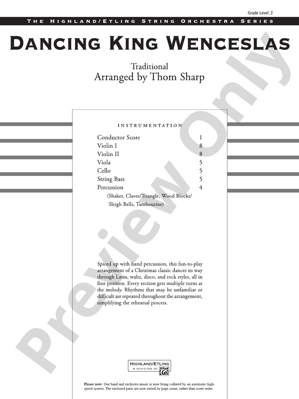 Dancing King Wenceslas – String Orchestra Conductor Score & Parts (Digital Download)