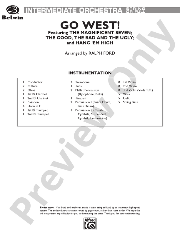 Go West! (Medley) – Full Orchestra Conductor Score & Parts (Digital Download)