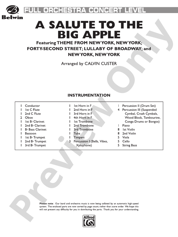 A Salute to the Big Apple – Full Orchestra Conductor Score & Parts (Digital Download)