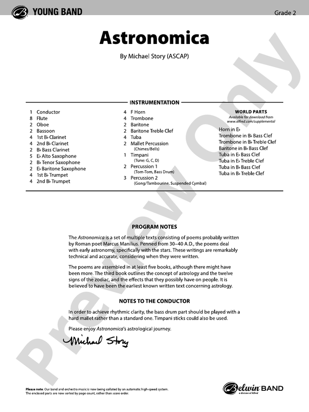 Astronomica - DSM-PK-0008256 - Concert Band Conductor Score & Parts (Digital Download)