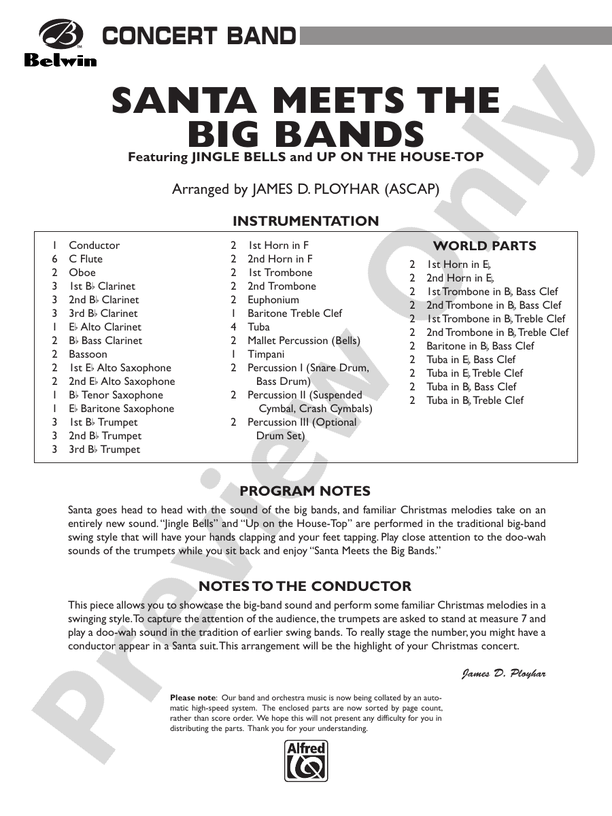Santa Meets the Big Bands - Concert Band Conductor Score & Parts (Digital Download)