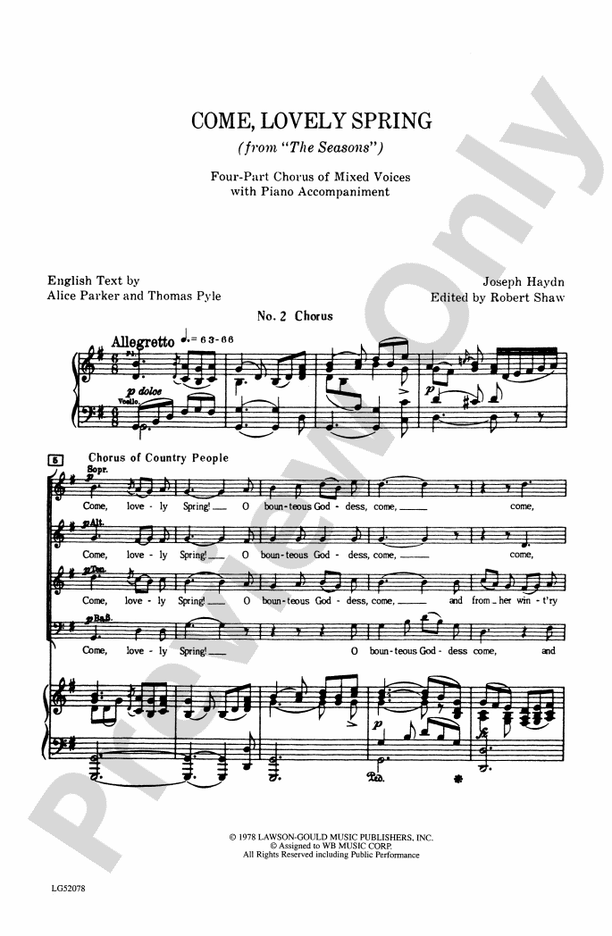 Come, Lovely Spring (from The Seasons) – SATB Choral Octavo (Digital Download)