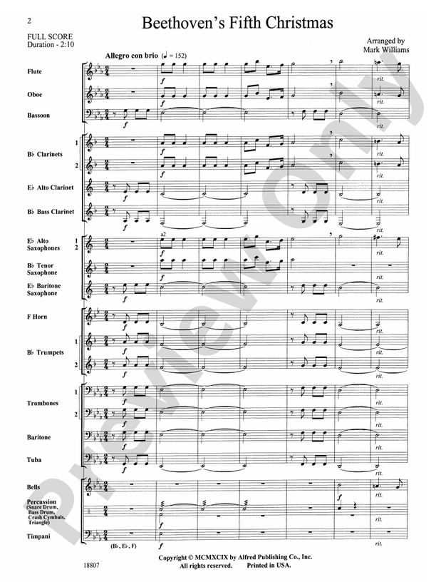 Beethoven's Fifth Christmas - Concert Band Conductor Score & Parts (Digital Download)