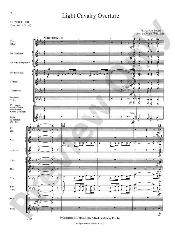 Light Cavalry Overture - Concert Band Conductor Score & Parts (Digital Download)