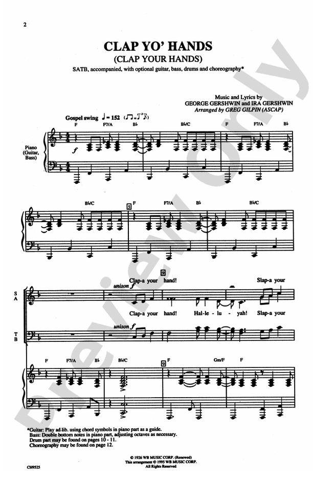 Clap Yo' Hands (Clap Your Hands) – SATB Choral Octavo (Digital Download)