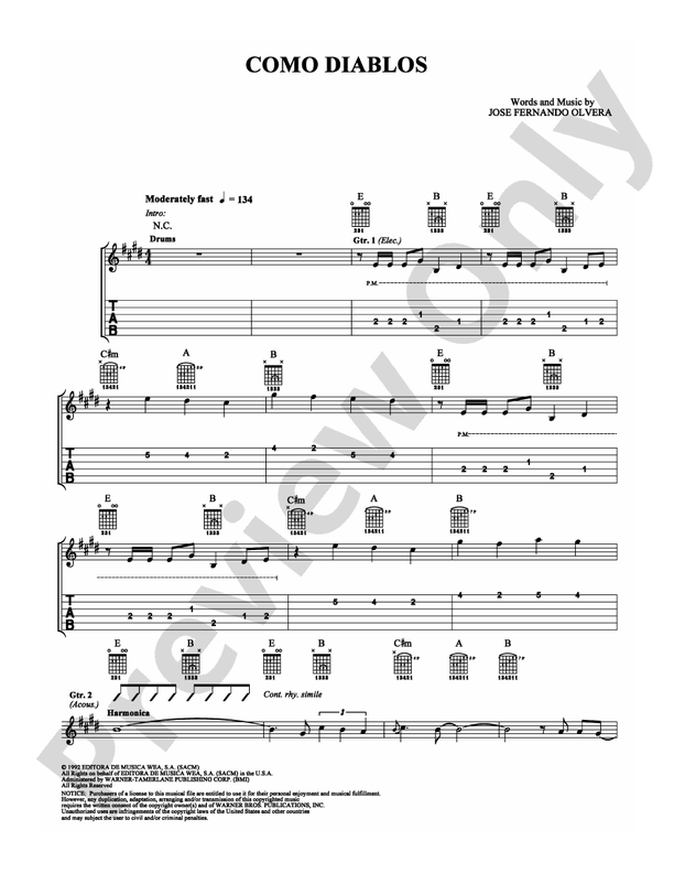 Como Diablos - Guitar TAB (Digital Download)