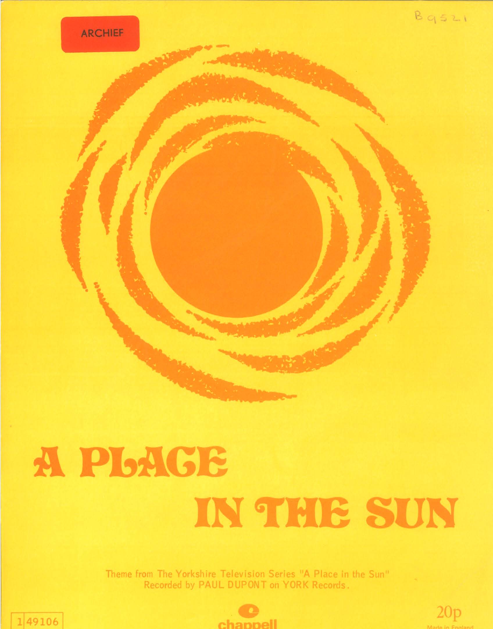 A Place In The Sun - Piano Solo (Digital Download)