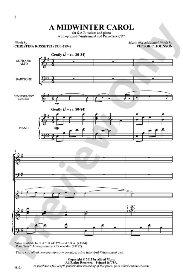 A Midwinter Carol - SAB Choral Octavo (Digital Download)