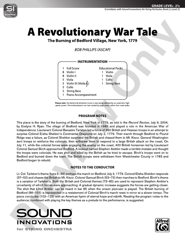 A Revolutionary War Tale – String Orchestra Conductor Score & Parts (Digital Download)