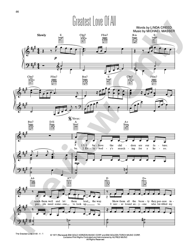 Greatest Love of All - Whitney Houston - PVG (Digital Download)