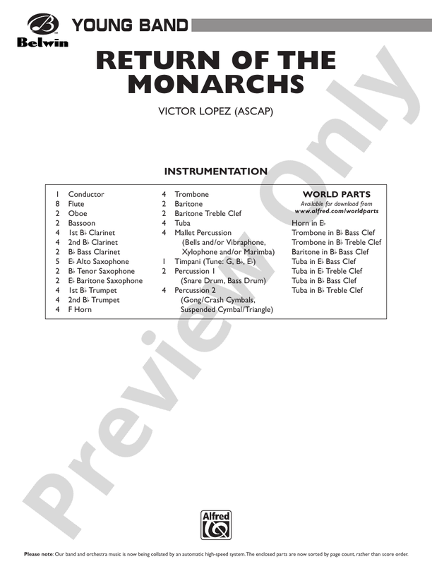 Return of the Monarchs - Concert Band Conductor Score & Parts (Digital Download)