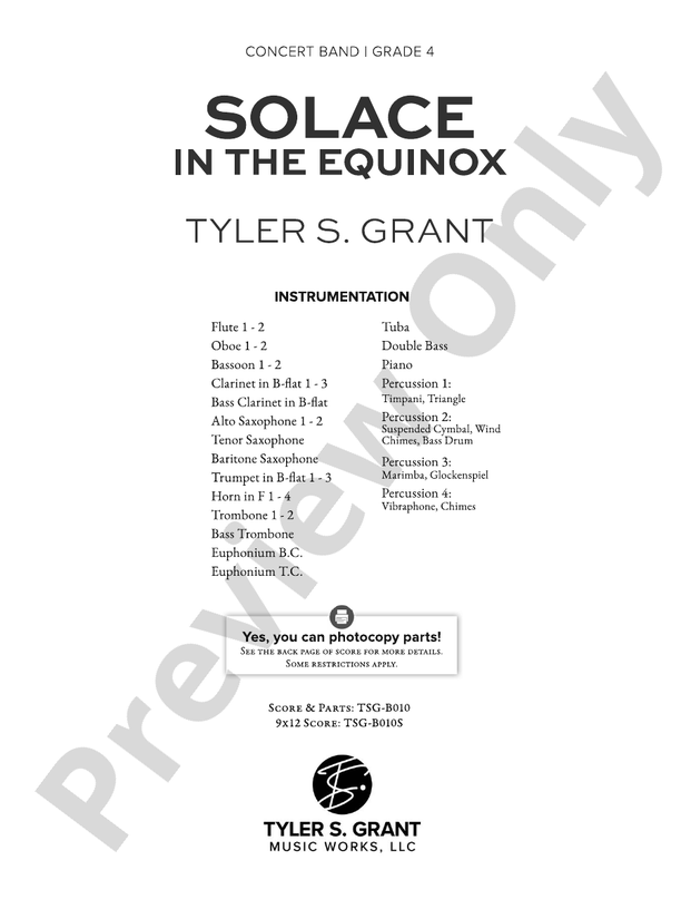Solace in the Equinox - Concert Band Conductor Score & Parts (Digital Download)