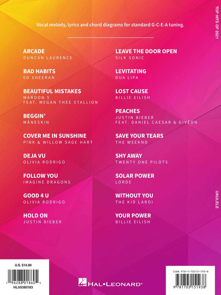 Ukulele Top Hits Of 2021 - Hal Leonard 380183