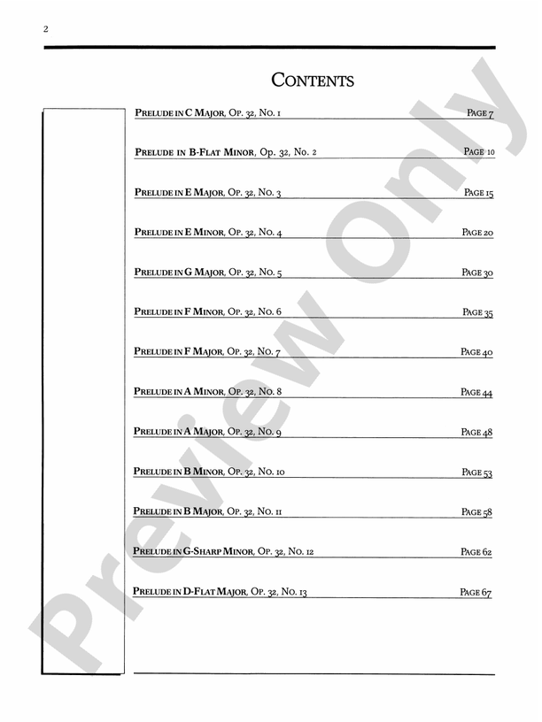 Rachmaninoff - 13 Preludes, Opus 32 - Piano (Digital Download)