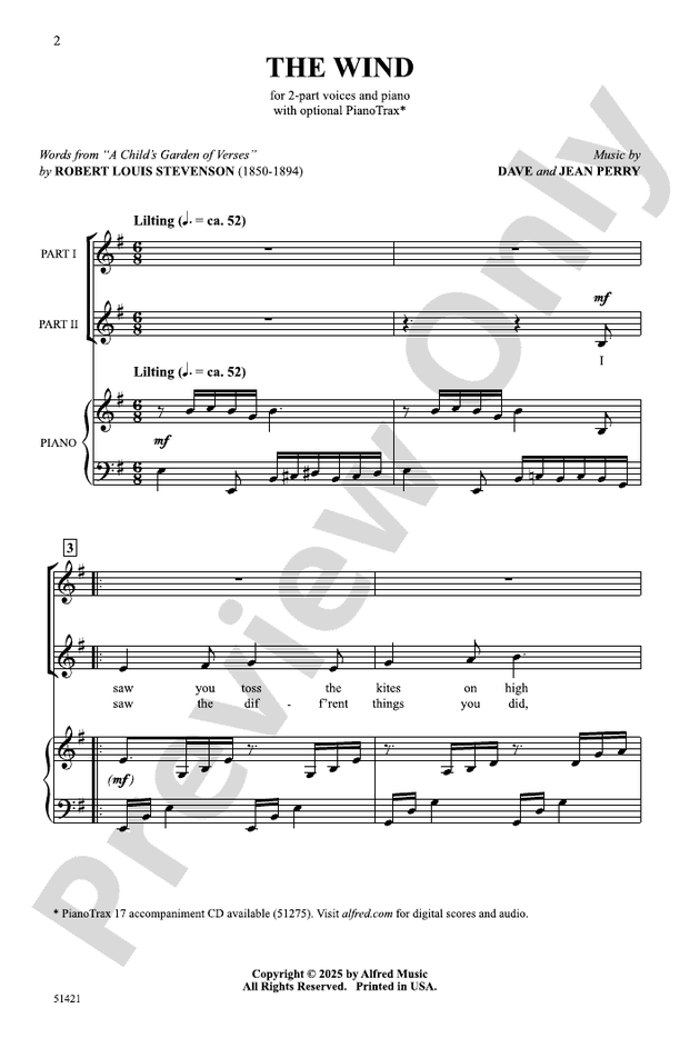 The Wind - 2 Part Treble Choral Octavo (Digital Download)