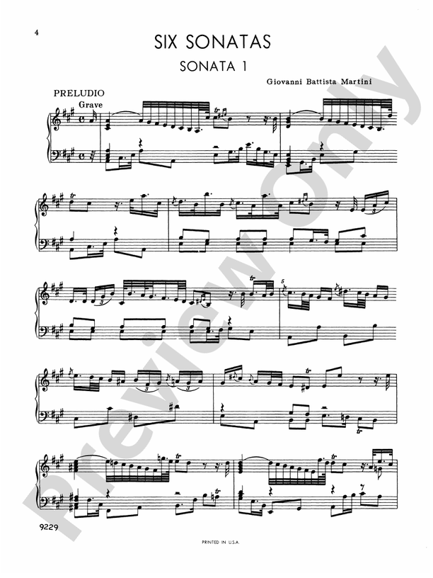 Martini - Six Sonatas - Piano Solo (Digital Download)