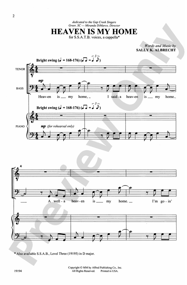 Heaven Is My Home – SSATB, a cappella Choral Octavo (Digital Download)