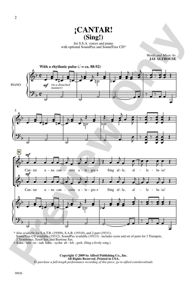 Cantar! (Sing) – SSA Choral Octavo (Digital Download)