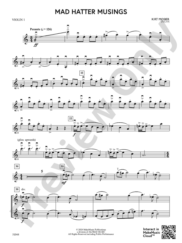 Mad Hatter Musings – String Orchestra Conductor Score & Parts (Digital Download)