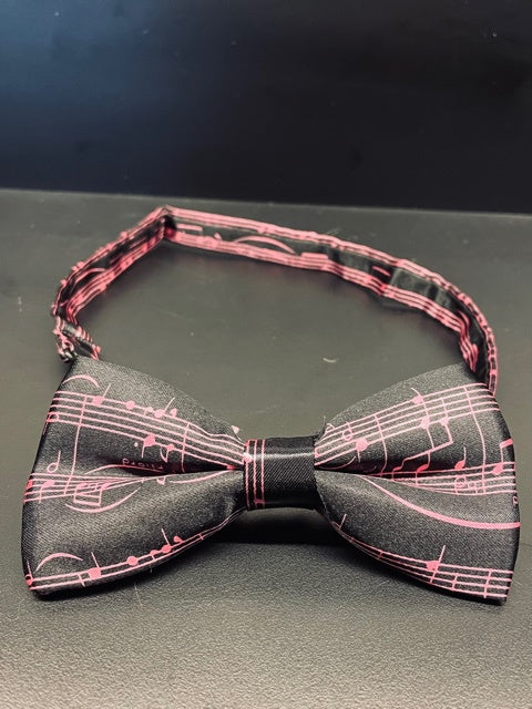 Music Bow Tie Black with Pink Manuscript
