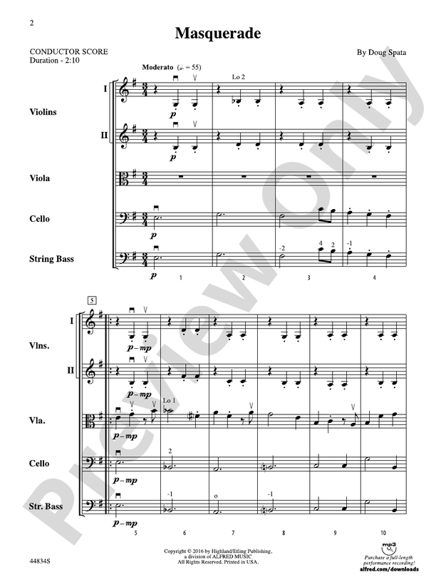 Masquerade - String Orchestra Conductor Score & Parts (Digital Download)