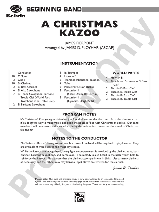 A Christmas Kazoo - Concert Band Conductor Score & Parts (Digital Download)