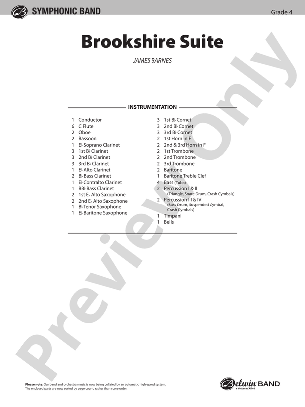 Brookshire Suite - Concert Band Conductor Score & Parts (Digital Download)
