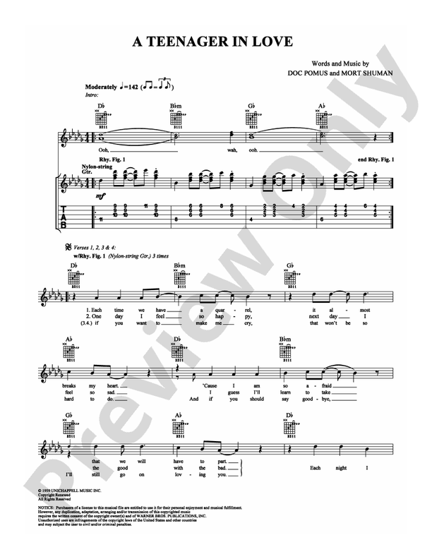 A Teenager in Love - Guitar TAB (Digital Download)
