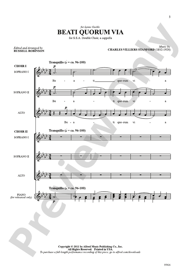 Beati Quorum Via – SSA Double Chorus Choral Octavo (Digital Download)