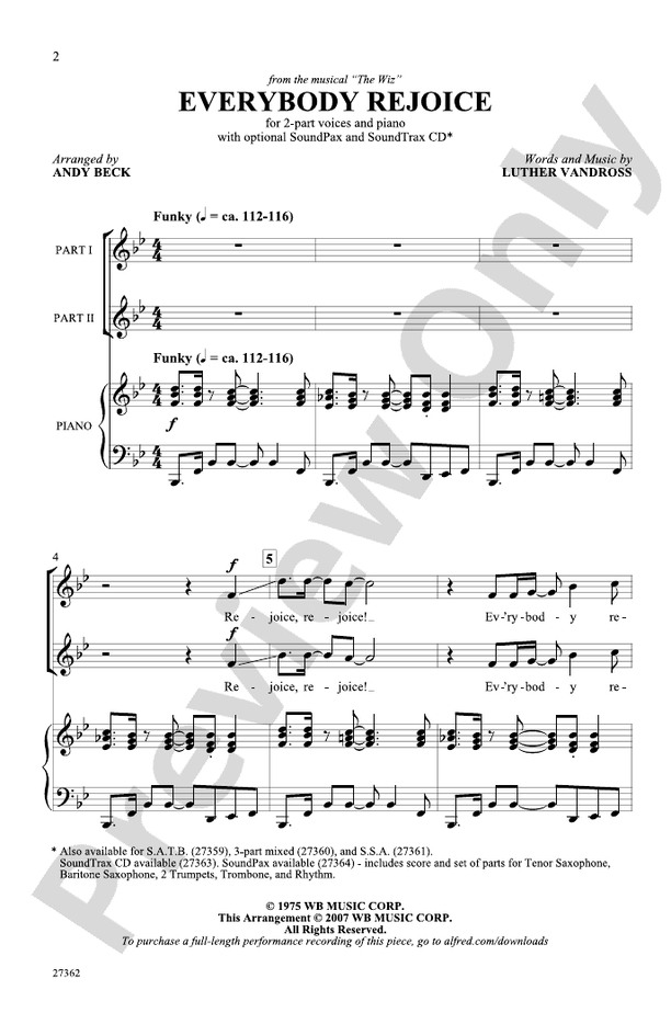 Everybody Rejoice (from The Wiz) – 2-Part Choral Octavo (Digital Download)