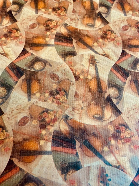 Music Wrapping Paper Violins and Roses Single Sheet 70cm x 50cm