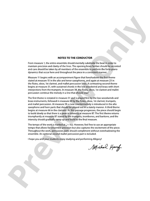 Allegory - Concert Band Conductor Score & Parts (Digital Download)