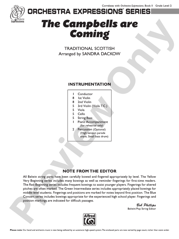 The Campbells are Coming – String Orchestra Conductor Score & Parts (Digital Download)