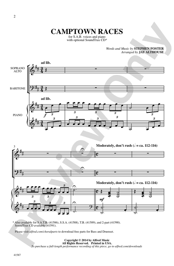 Camptown Races – SAB Choral Octavo (Digital Download)