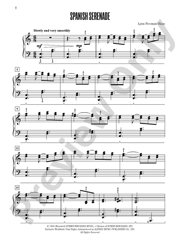 Spanish Serenade - Piano Solo (Digital Download)