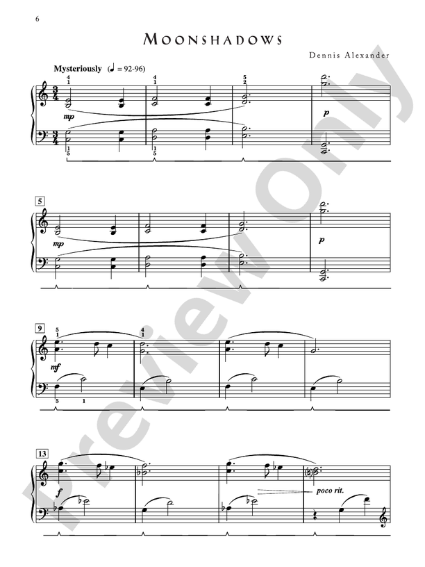 Moonshadows - Piano Solo (Digital Download)