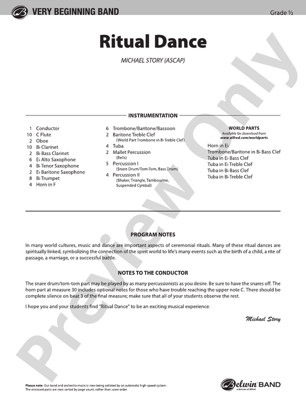 Ritual Dance - Concert Band Conductor Score & Parts (Digital Download)