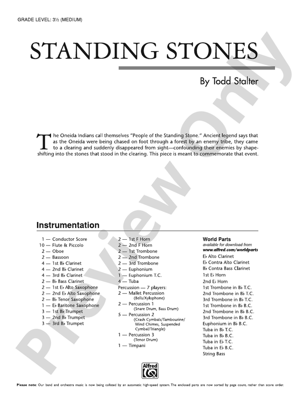 Standing Stones - Concert Band Conductor Score & Parts (Digital Download)