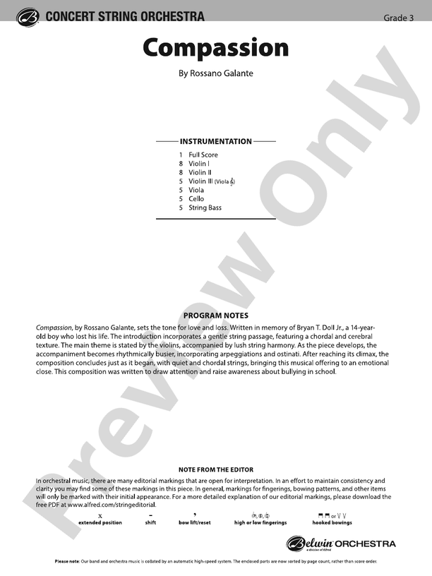 Compassion – String Orchestra Conductor Score & Parts
