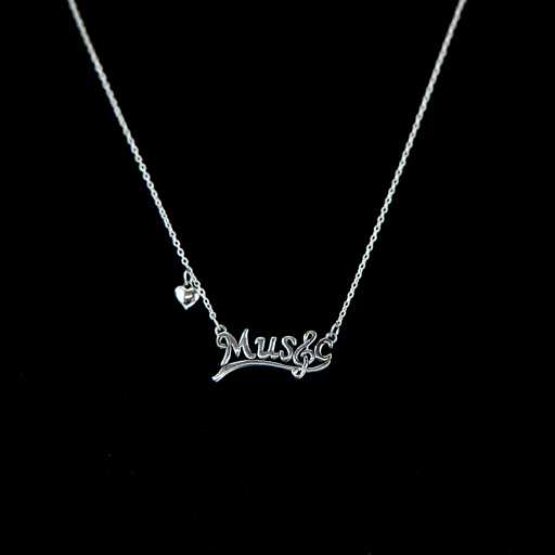 Necklace and 'Music' Pendant with Treble Clef Sterling Silver 40cm Chain
