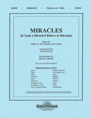 Miracles - John W. Peterson - Tom Fettke Shawnee Press Score/Parts