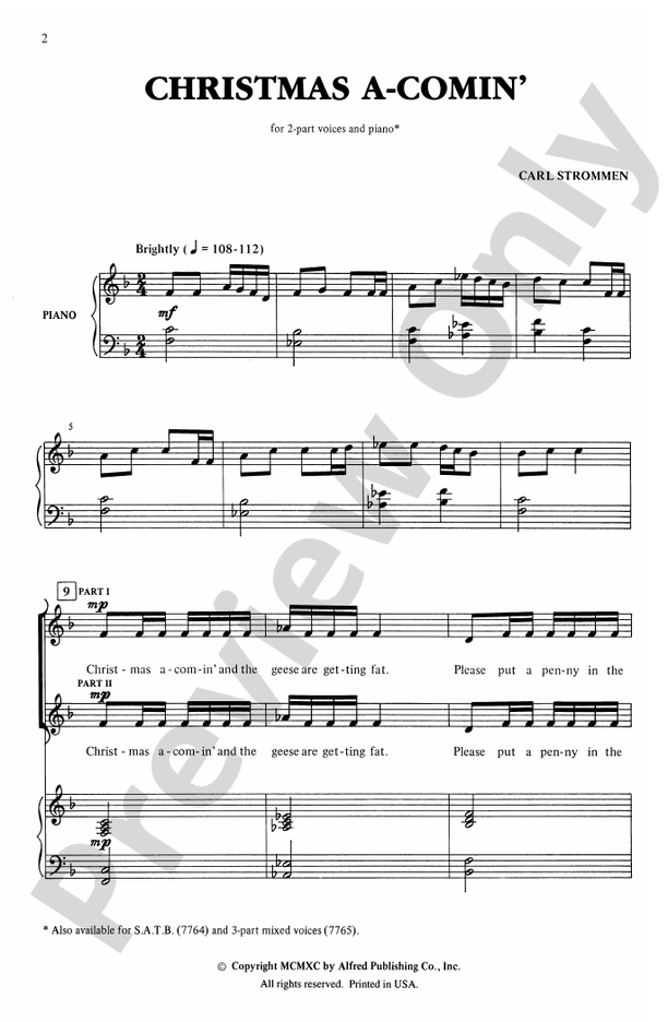 Christmas A-Comin' – 2-Part Choral Octavo (Digital Download)