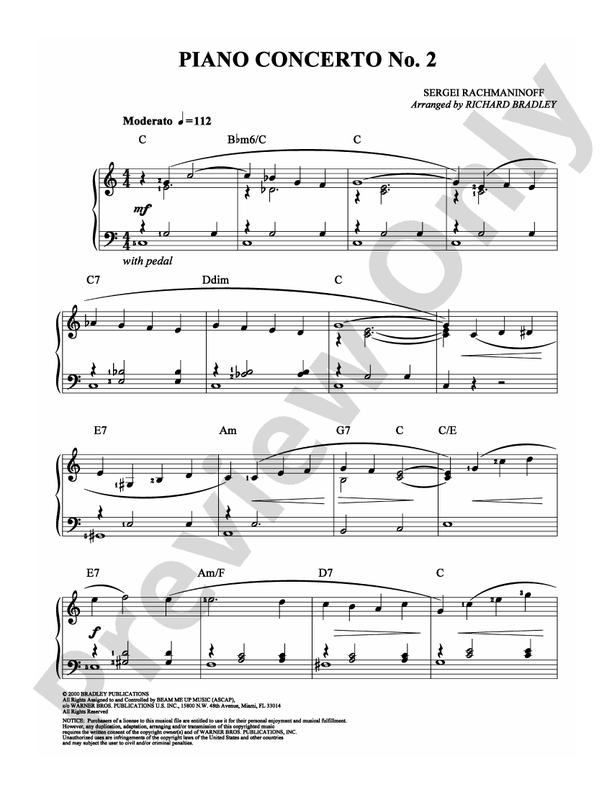 Rachmaninoff - Piano Concerto No. 2 - Easy Piano (Digital Download)