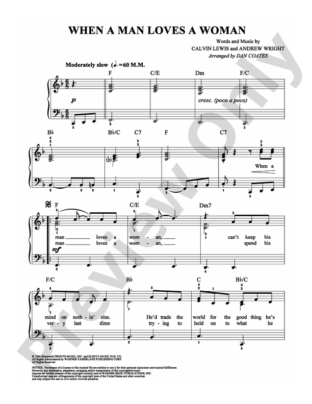 When a Man Loves a Woman - Arr. Dan Coates - Easy Piano (Digital Download)