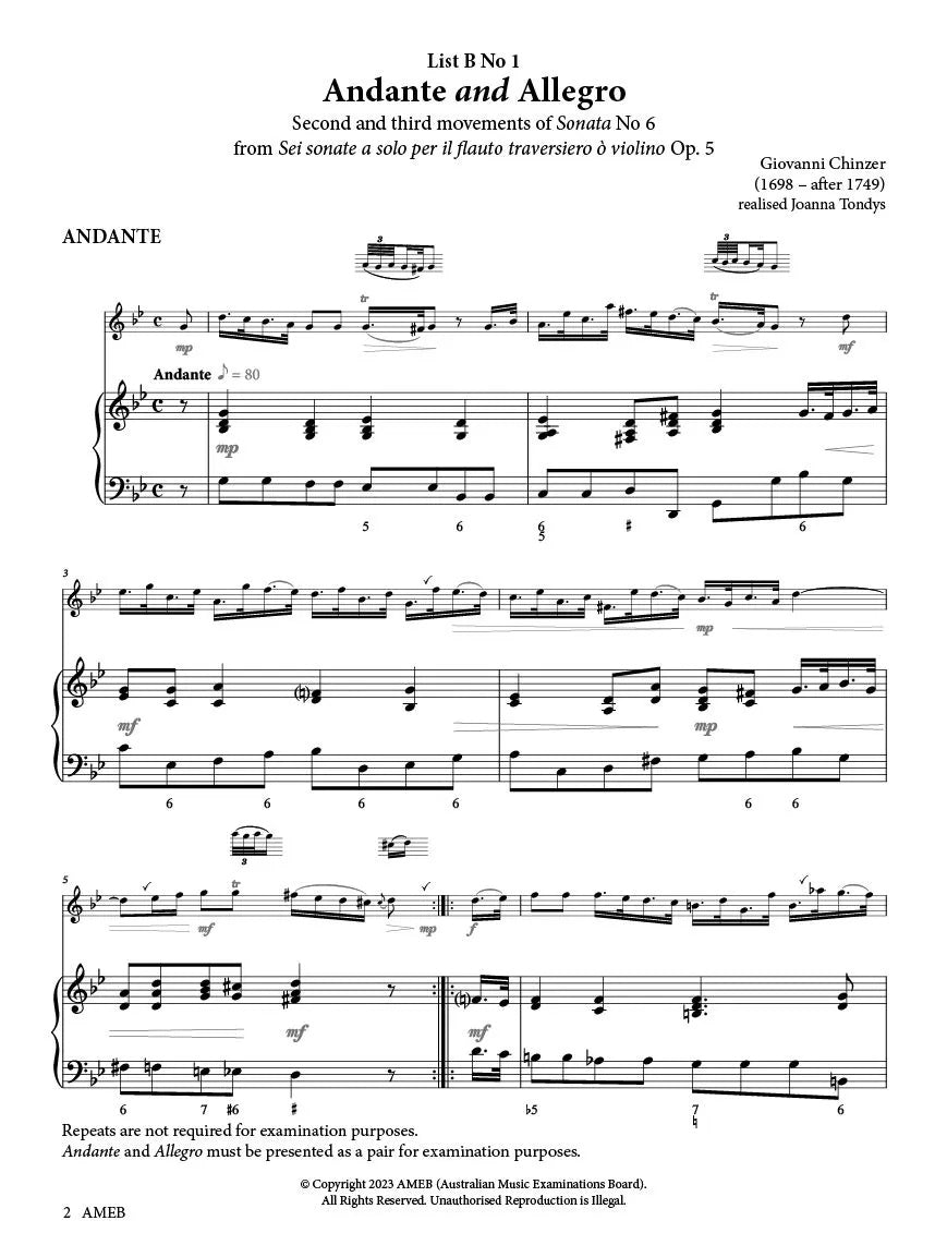 AMEB Flute Series 4 - Grade 6 - Flute/Piano Accompaniment AMEB 1203056139