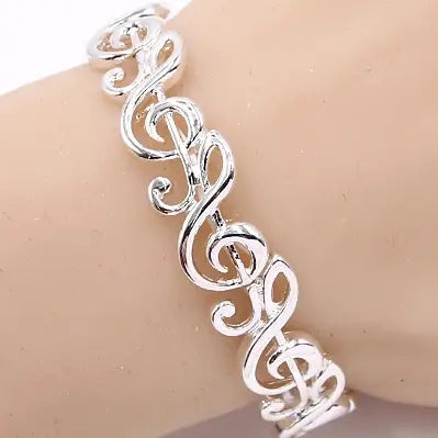 Treble Clefs Metal Stretch Bracelet