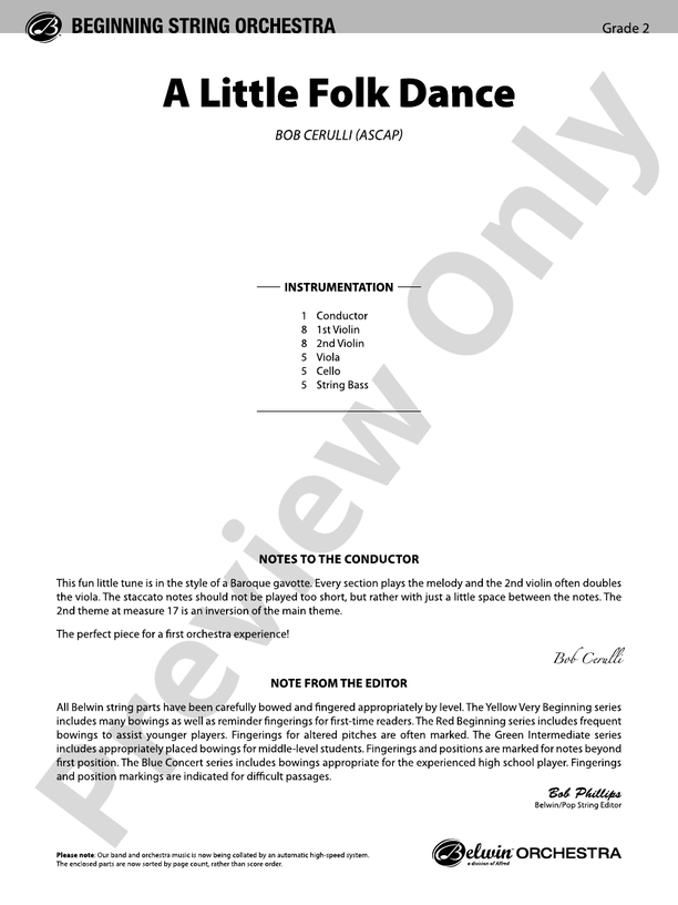 A Little Folk Dance – String Orchestra Conductor Score & Parts (Digital Download)