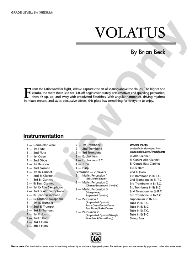 Volatus - Concert Band Conductor Score & Parts (Digital Download)