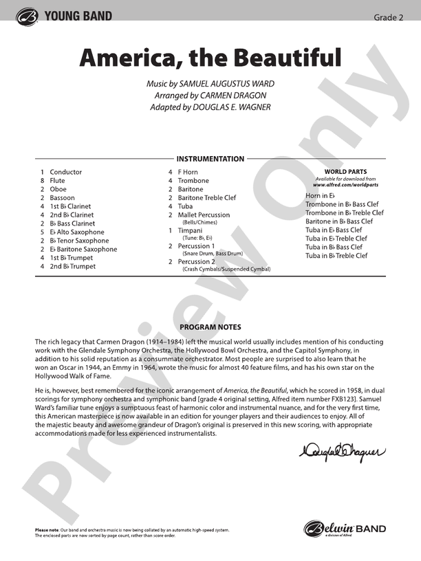 America, the Beautiful - DSM-PK-0005594 - Concert Band Conductor Score & Parts (Digital Download)